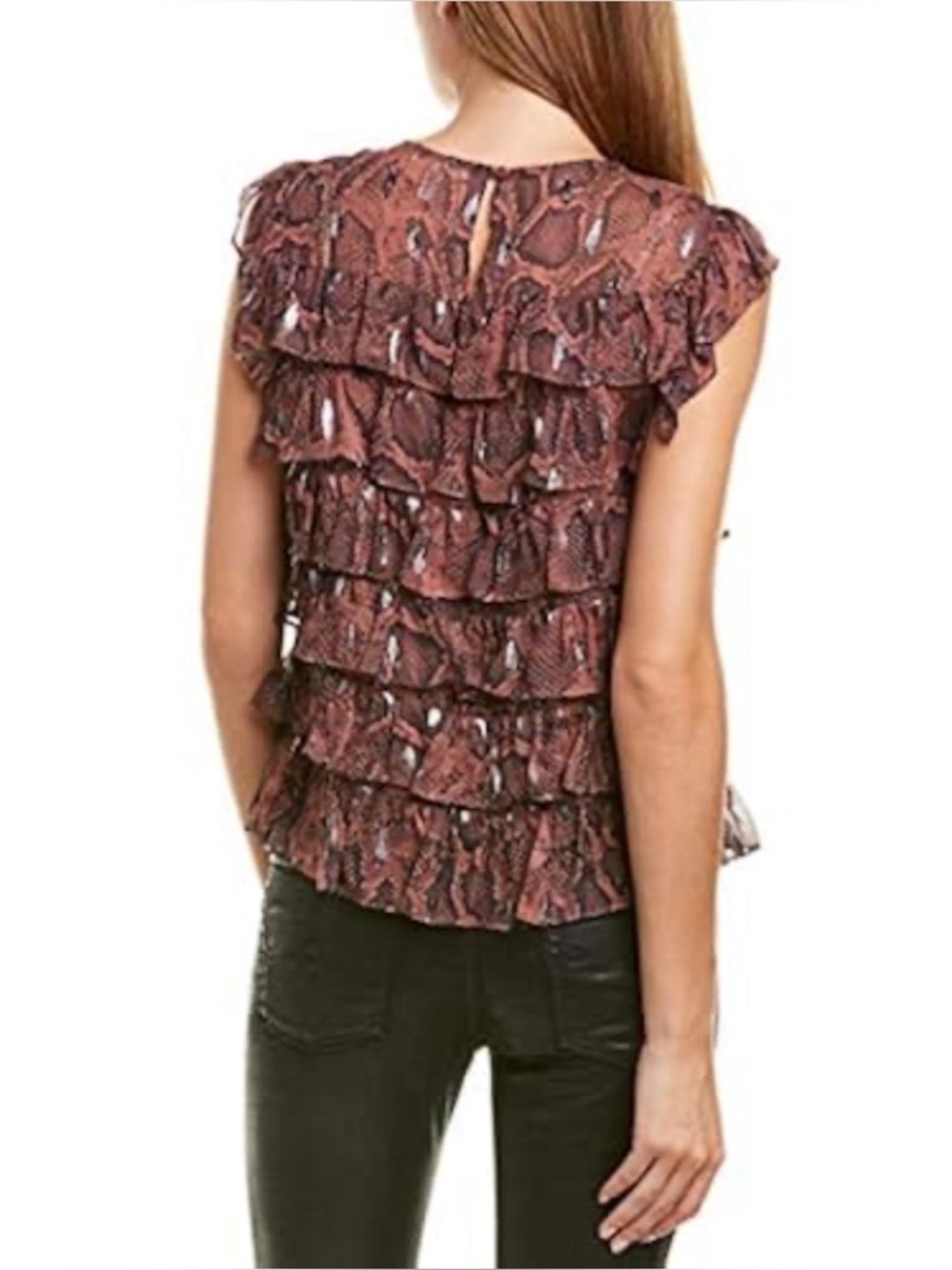 Rebecca Taylor silk ruffle snake print sleeveless top size 0